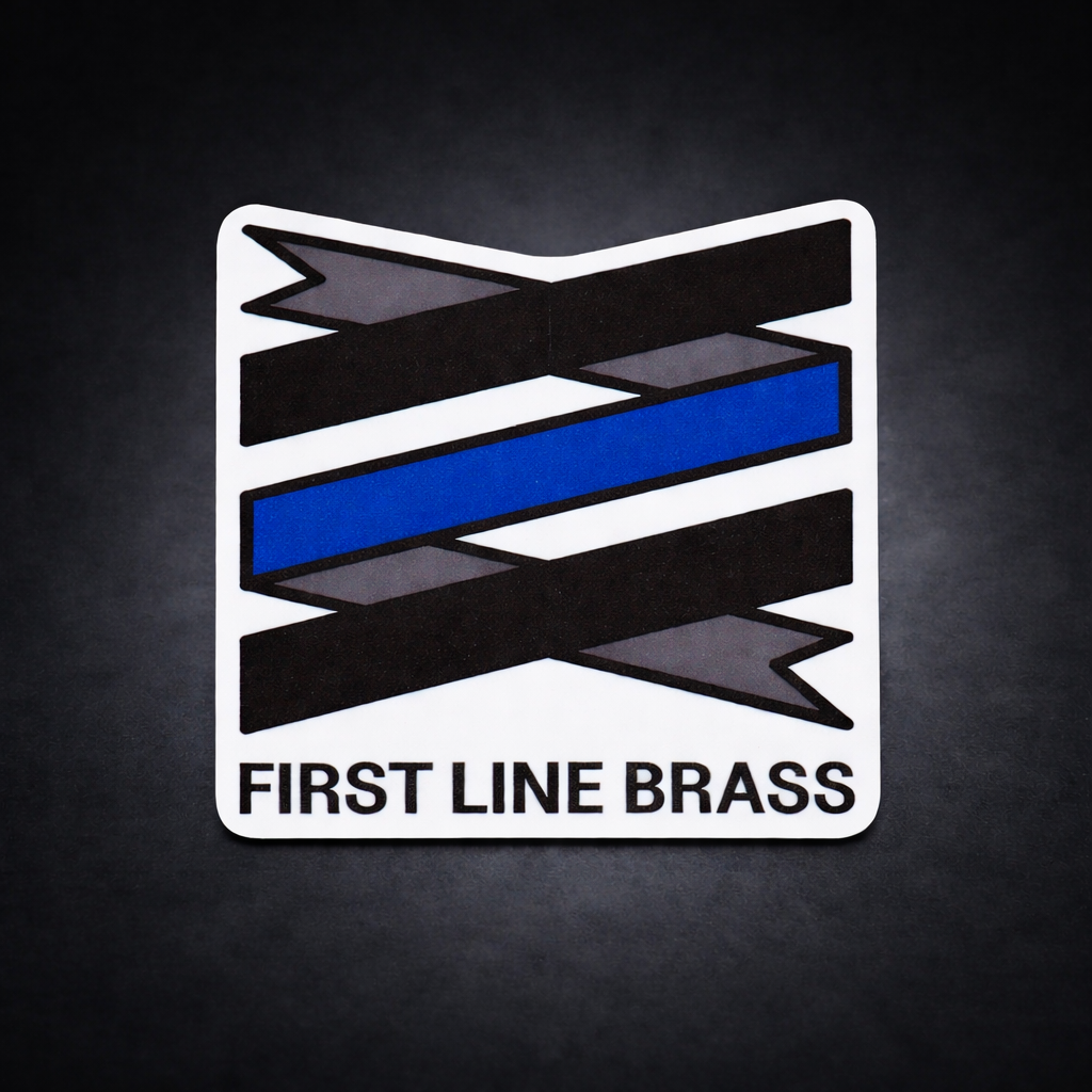First Line Brass Logo Blue Line Sticker